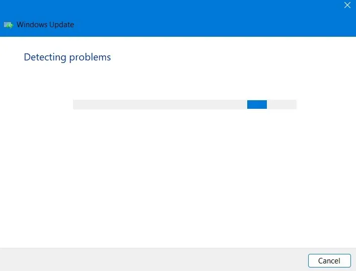 Windows 11 で問題を検出する Windows Update トラブルシューティング ツール。