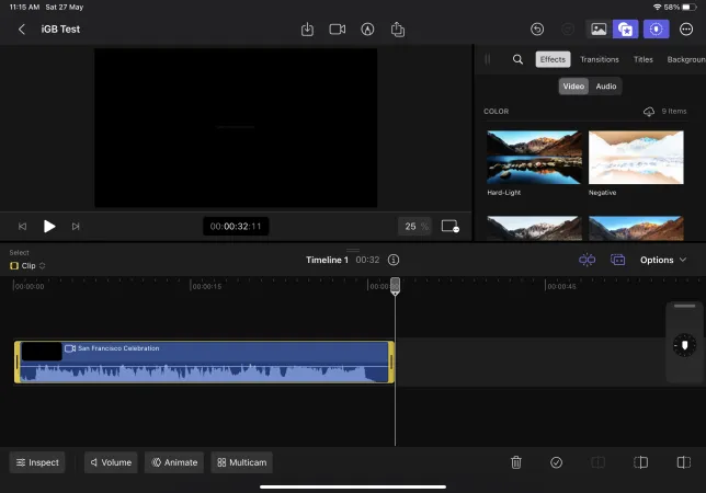 Montage de clips dans Final Cut Pro sur iPad