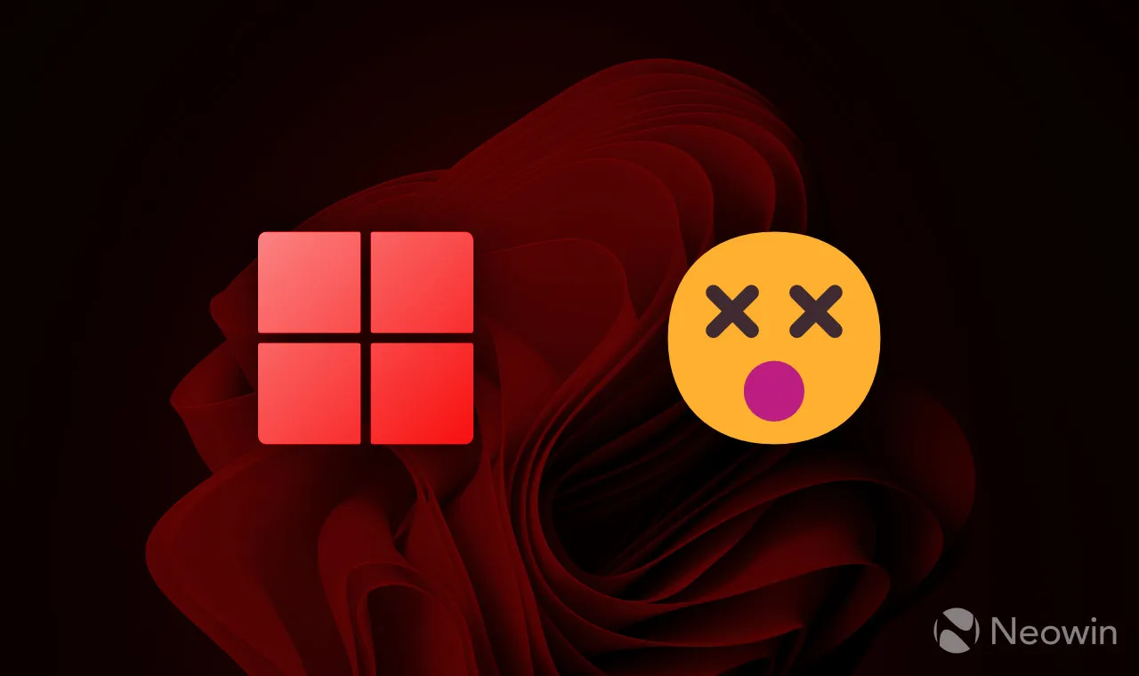 Un logotipo rojo de Windows junto a un emoji muerto que indica una falla de seguridad en el sistema operativo