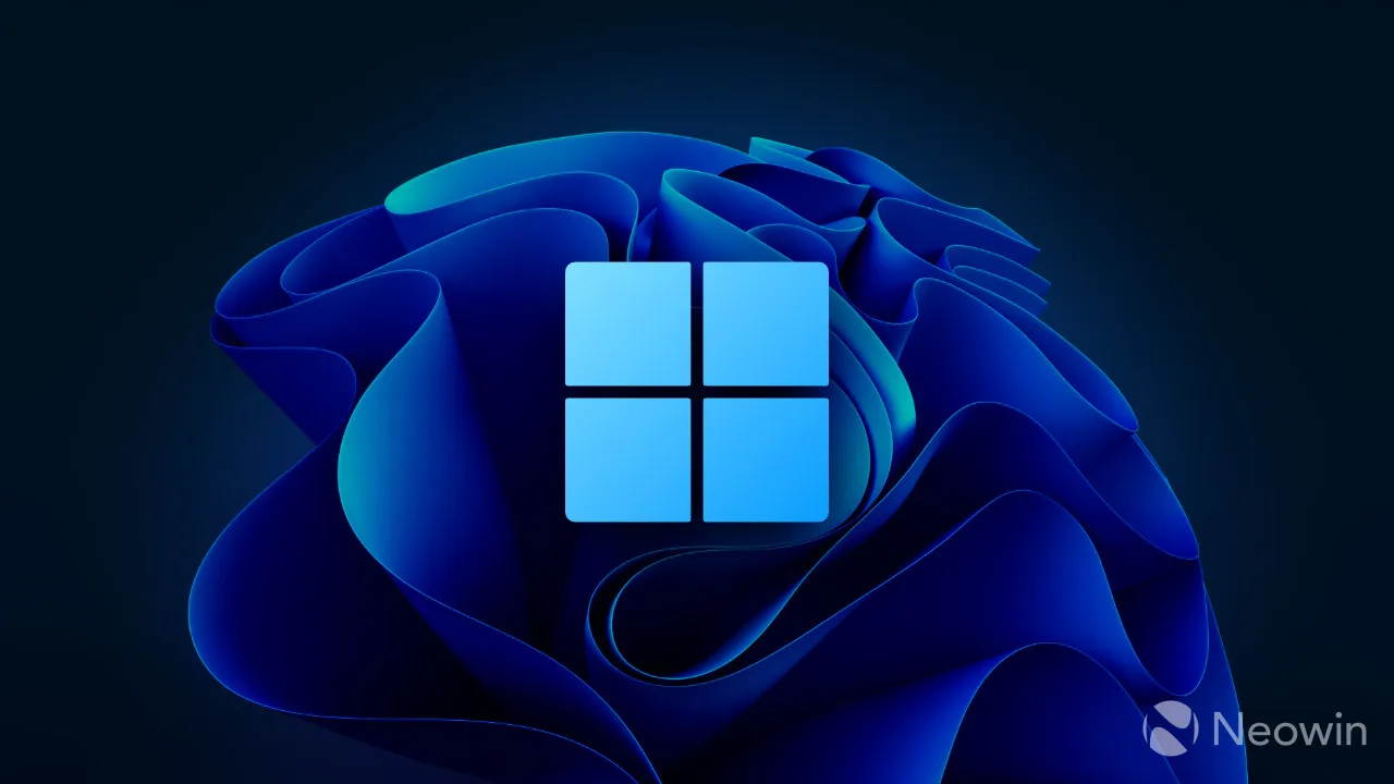 花のような背景の壁紙が付いた Windows 11 のロゴ