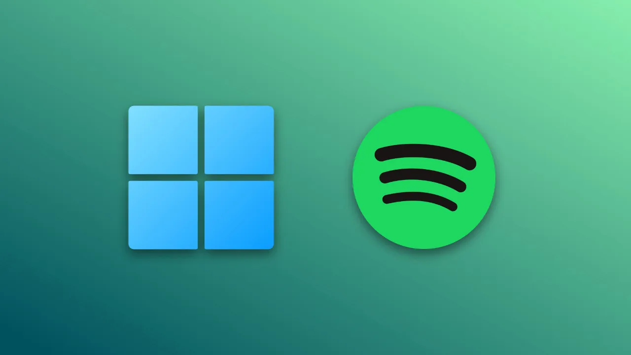 Spotify ロゴの横にある Windows 11 ロゴ