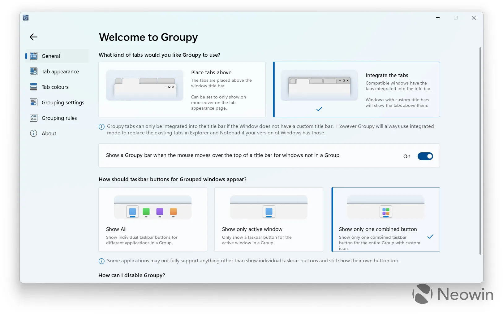 Groupy 2 を実行している Windows 11 のスクリーンショット