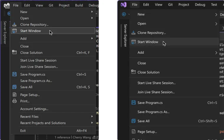 Visual Studio 菜單模型