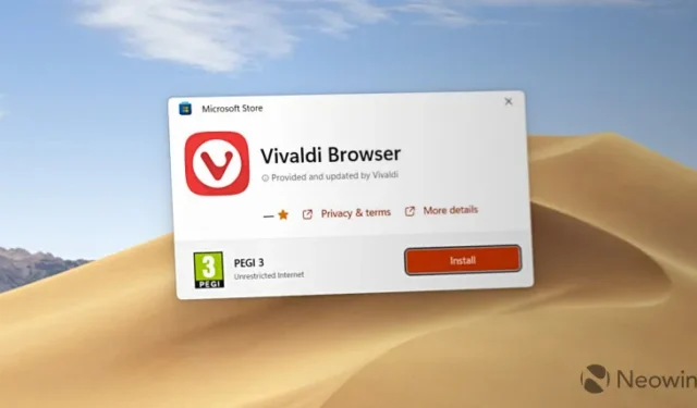 Vivaldi agora está disponível para download na Microsoft Store