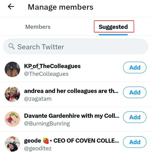 「メンバーの管理」からリストに新しい人を追加