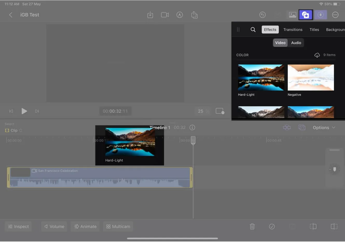 Adicionando títulos, efeitos e outros recursos de edição em um vídeo no Final Cut Pro