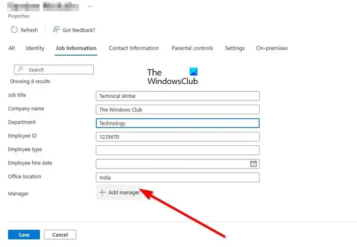 Azure Active Directory Add Manager