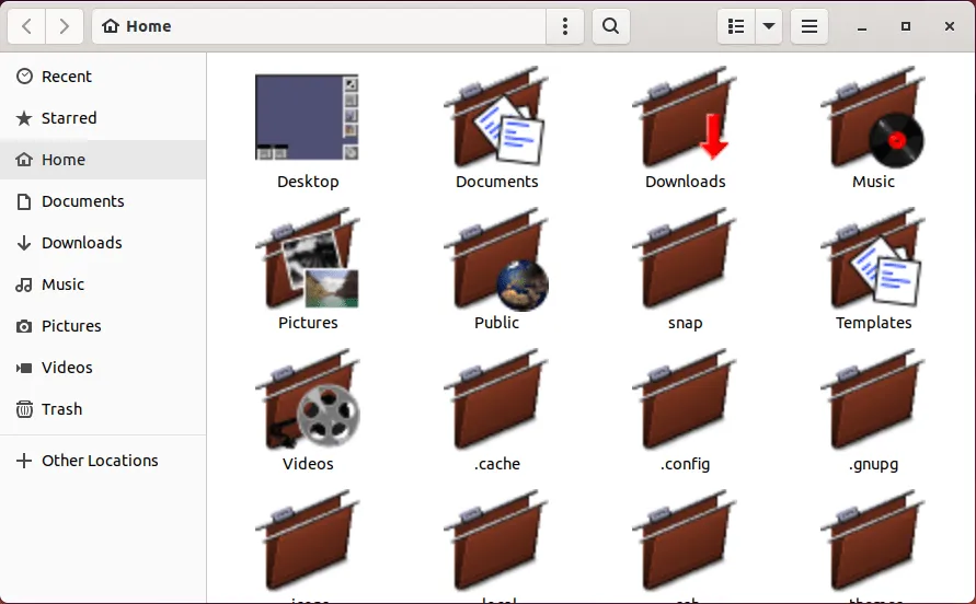 Ein Screenshot des Nautilus-Dateimanagers mit dem GNUstep-Symboldesign.