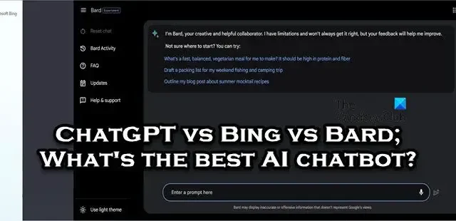 ChatGPT vs Bing vs Bard; 最高の AI チャットボットは何ですか?