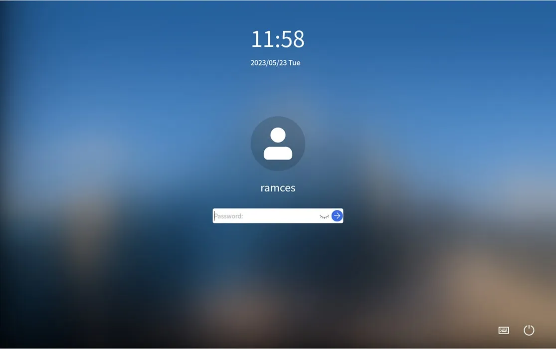 Ein Screenshot der Eingabeaufforderung für den UKUI-Sperrbildschirm.