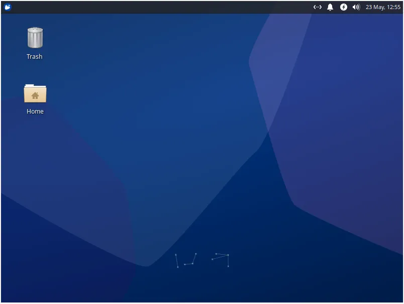 Xubuntu の基本的な XFCE デスクトップを示すスクリーンショット。