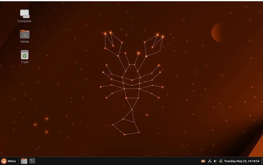 顯示默認 Ubuntu Cinnamon 桌面的屏幕截圖。
