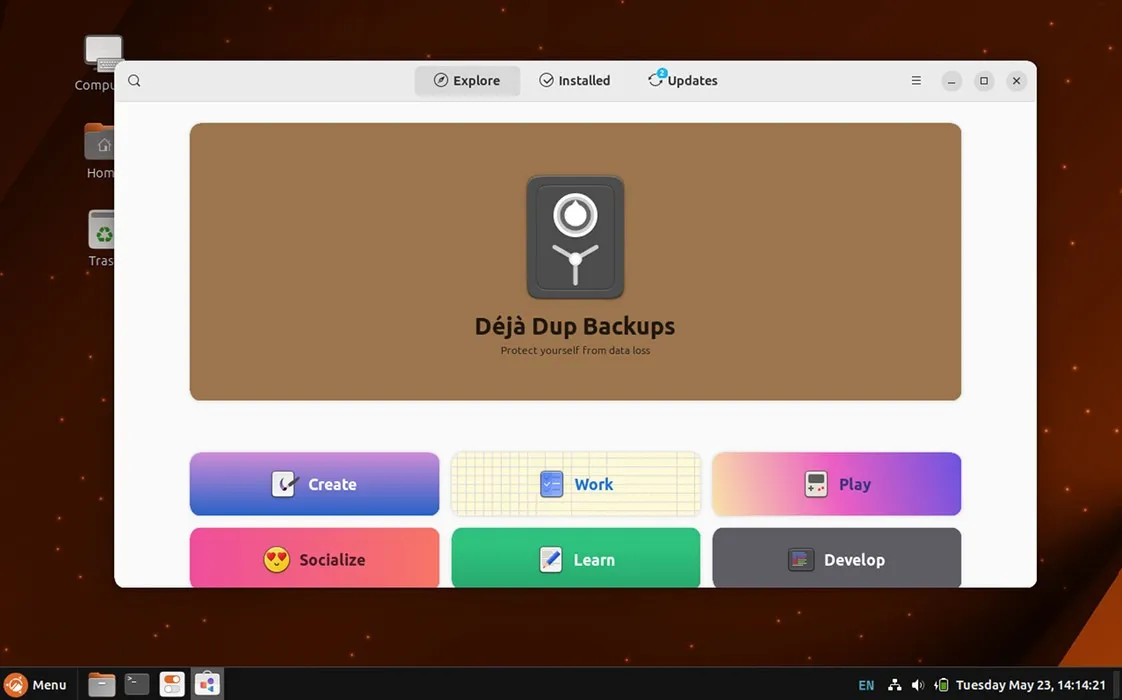 Uno screenshot che mostra l'Ubuntu Software Center in esecuzione in Cinnamon.