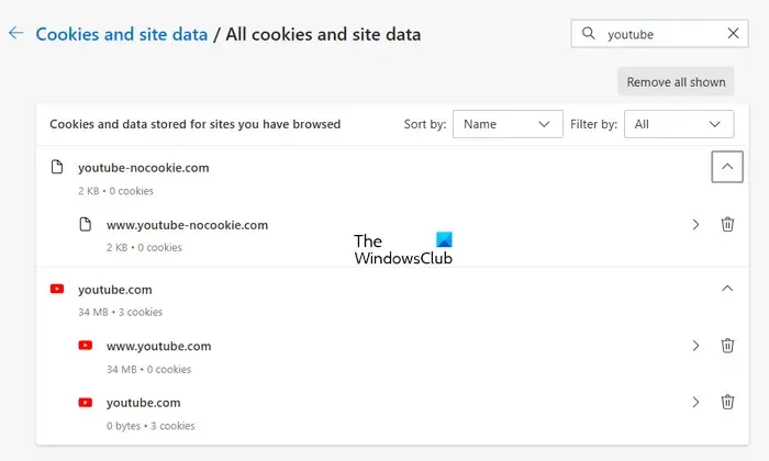 Wis de YouTube-cache en cookies in Edge
