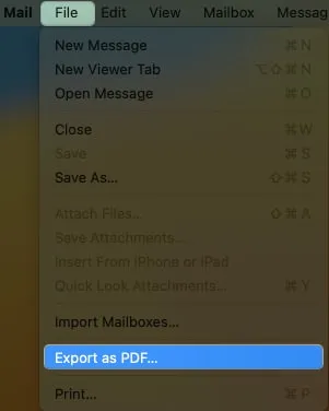 Fare clic sul file dalla barra dei menu ed esportare come PDF