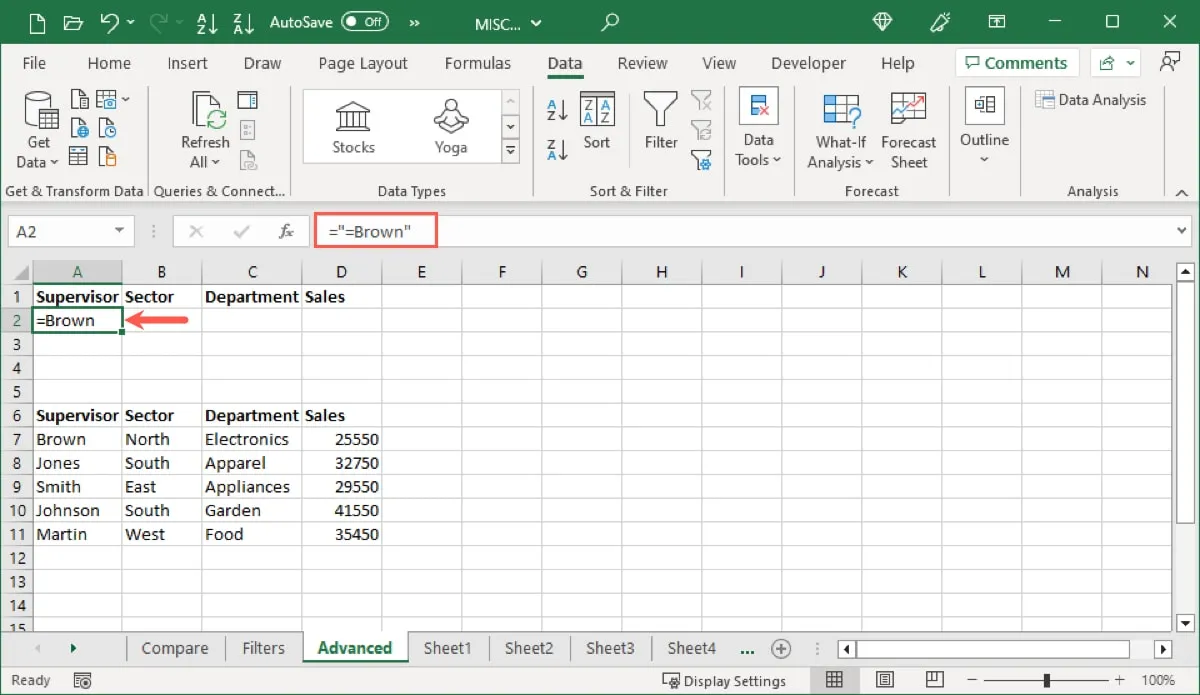 Excel の詳細フィルターに入力された条件