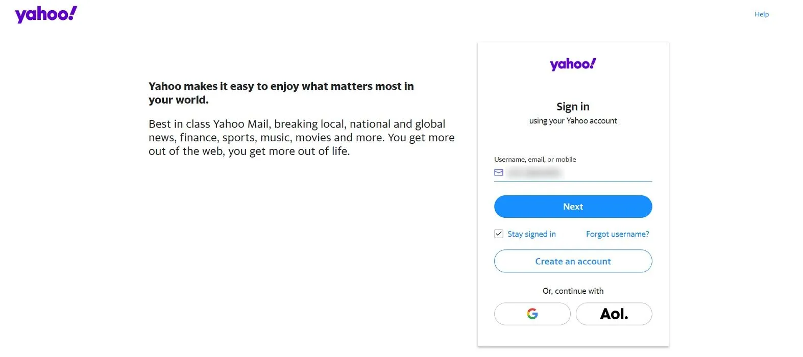 Connexion avec un compte Yahoo.
