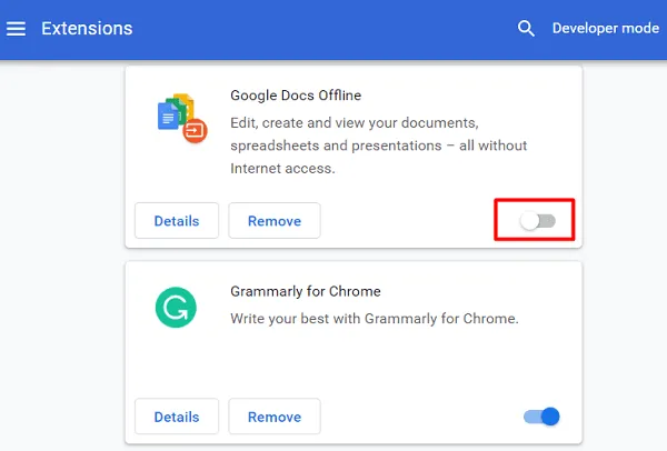 Désactiver les extensions sur Google Chrome