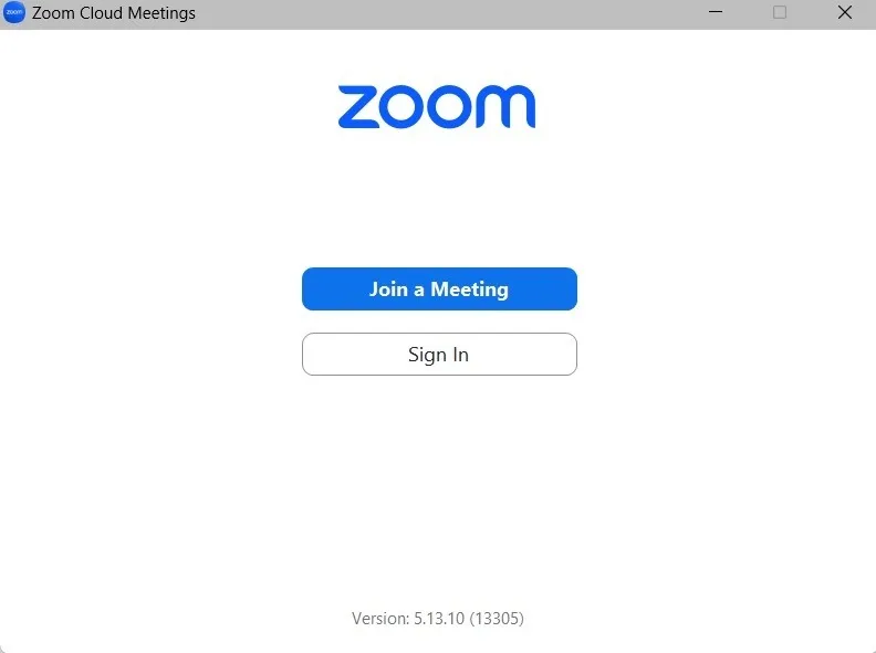Écran de connexion à l'application Zoom sous Windows.