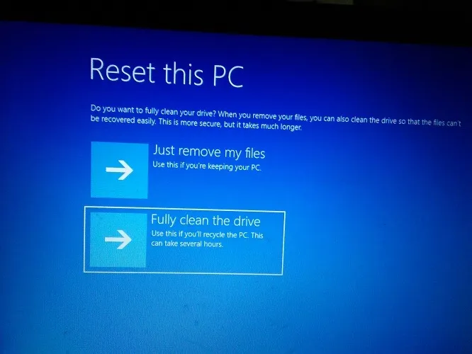 Zurücksetzen auf Werkseinstellungen Windows 10 Reinigen Sie das Laufwerk vollständig