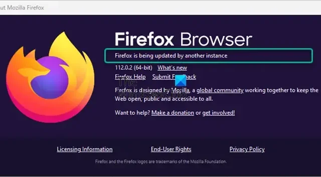 Firefox は別のインスタンスによって更新されています