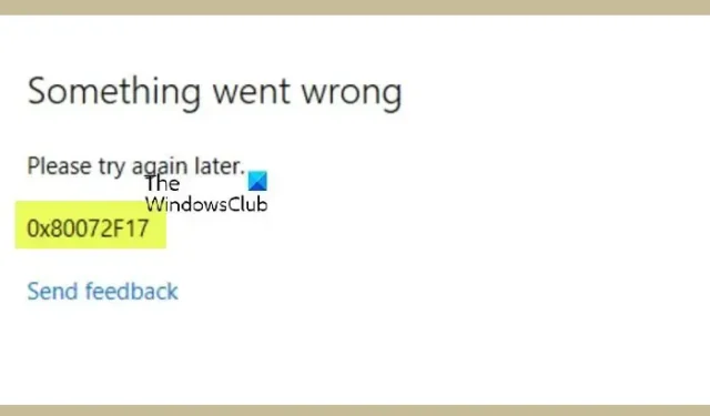 Corrigir o erro 0x80072F17 da Microsoft Store