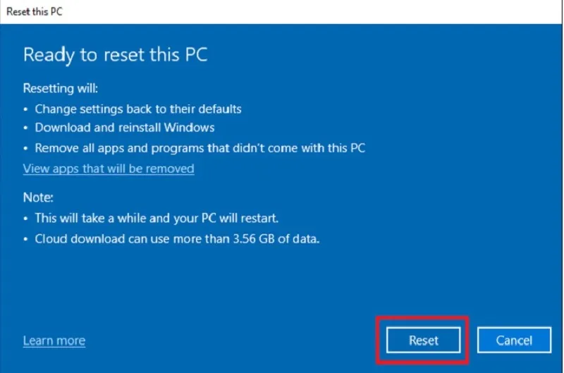 Cómo restablecer de fábrica el restablecimiento de Windows 10