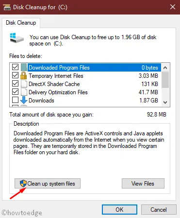 Löschen Sie Junk-Dateien mit dem Disk Cleanup Tool aus dem Festplattenspeicher
