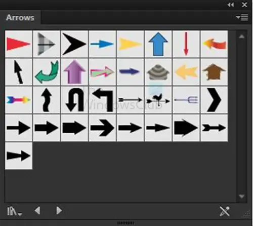 Jak zrobić strzałki w programie Illustrator — paleta symboli strzałek