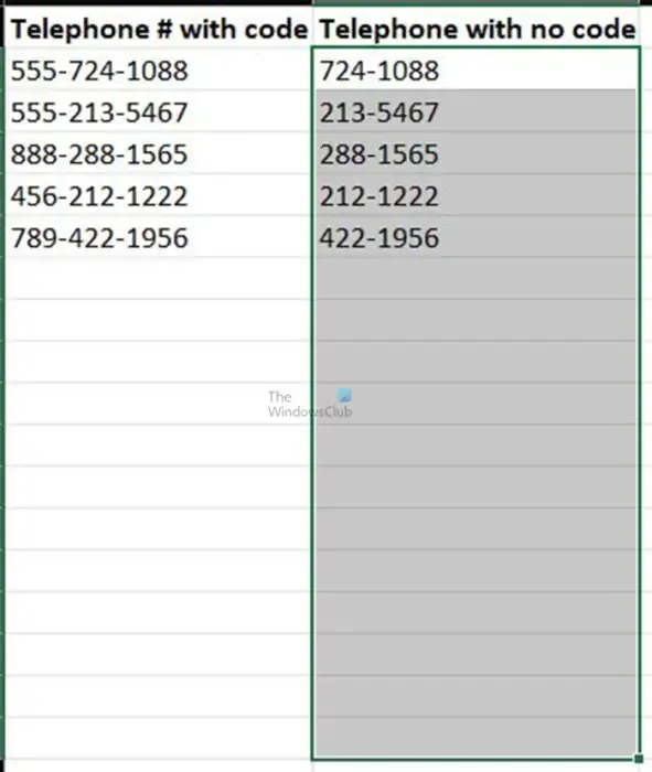 如何從左側刪除 Excel 中的數字 - 重複 1