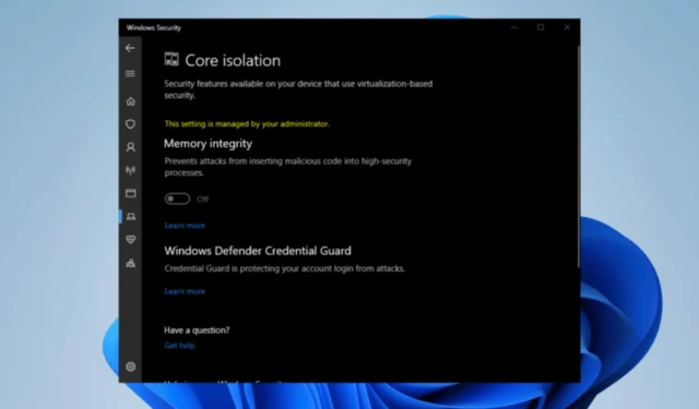 El controlador incompatible desactiva la integridad de la memoria en Windows 11
