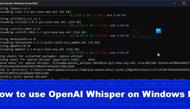 Come utilizzare OpenAI Whisper su PC Windows