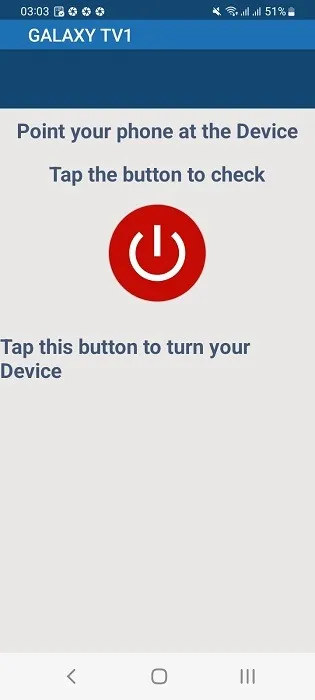 Toque em um botão para apontar o telefone para controlar o dispositivo final usando a tecnologia IR.