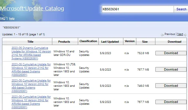 Beveiligingspatch voor Windows 10 KB5026361 is nu beschikbaar