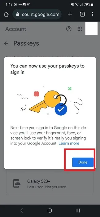 パスワードレス認証 Google でパスキーを作成する方法 完了