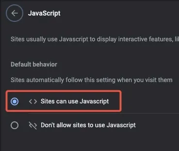 Riproduzione Abilita Javascript su Chrome