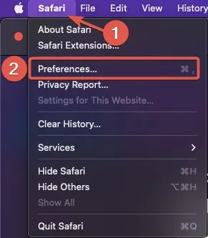 Lecture Ouvrir les préférences de Safari