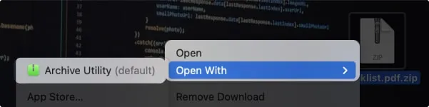 Macで右クリックしてファイルを解凍します
