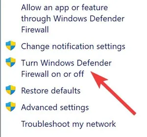Menu Start Regolazione delle impostazioni di Windows Firewall