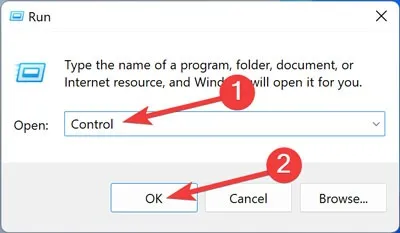 Menu Start Apertura del Pannello di controllo utilizzando Windows Esegui 2