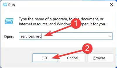 Menu Start Esecuzione di servizi tramite Windows Esegui
