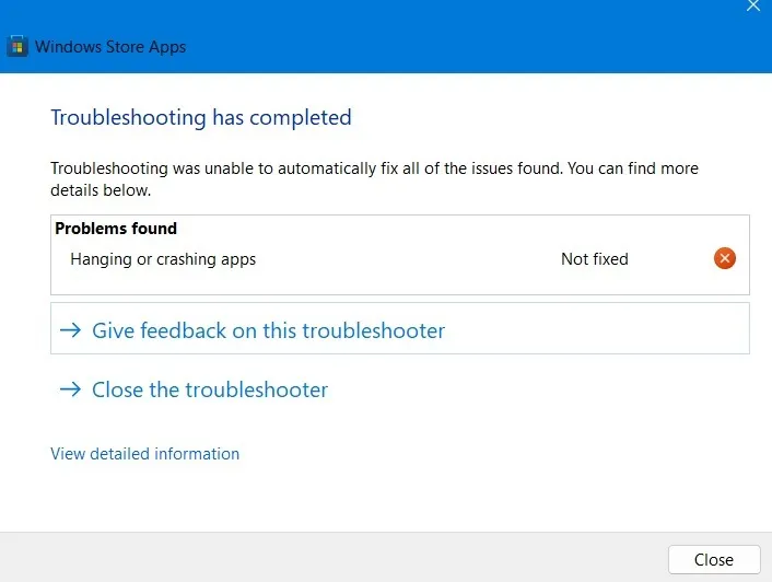 Problemen met Windows Store-apps oplossen en problemen gevonden.