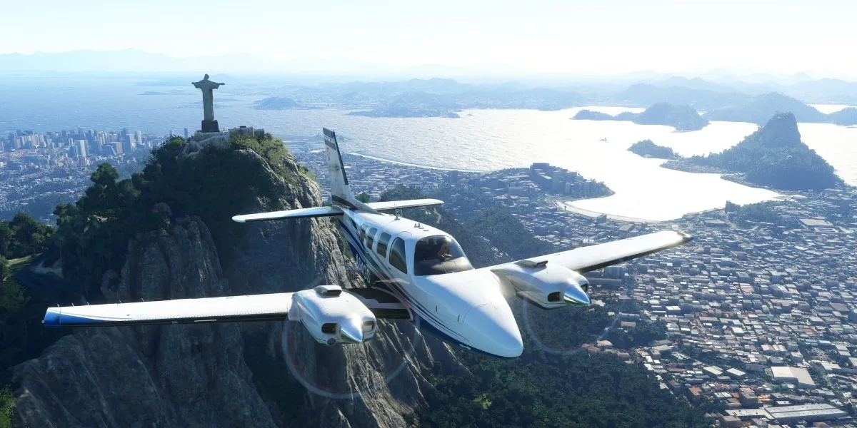Visualização no jogo do Microsoft Flight Simulator 2020.