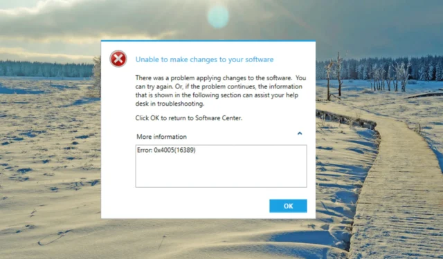Oplossing: Windows-upgrade mislukt met fout 0x4005 (16389).