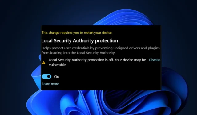 Oplossing: bescherming van lokale beveiligingsautoriteiten is uitgeschakeld in Windows 11