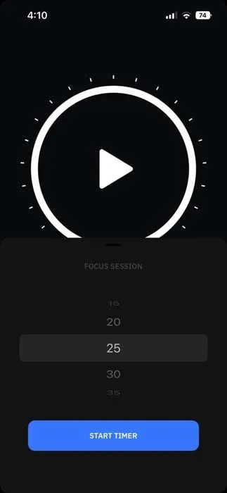 Pomodoro Timer App Emphasis Timer Página inicial
