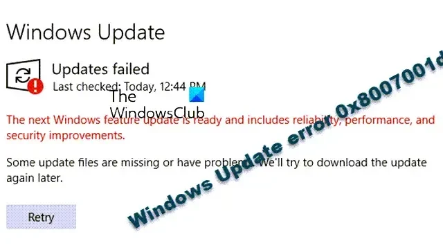 Corrija o erro de atualização do Windows 0x8007001d corretamente