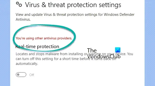 Windows 11 で他のウイルス対策プロバイダーを使用している