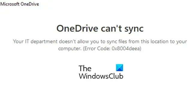0x8004deea, Ihre IT-Abteilung erlaubt Ihnen nicht, Dateien zu synchronisieren
