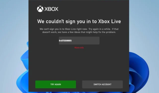 0x87dd0005 Erro do Xbox: como corrigi-lo em 3 etapas